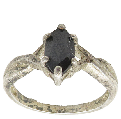 AVON 925 Silver  Vintage Marquise Cut Black Hematite Band Ring Sz 8  RG18994