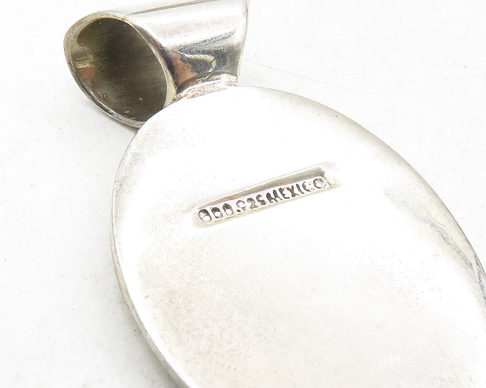 DDD MEXICO 925 Sterling Silver  Vintage Agate Textured Oval Pendant  PT7762