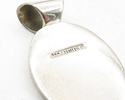 DDD MEXICO 925 Sterling Silver  Vintage Agate Textured Oval Pendant  PT7762