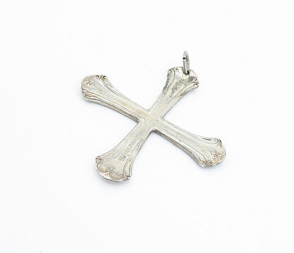 TOWLE 925 Sterling Silver  Vintage Swirl Spoon Cross Drop Pendant  PT2599
