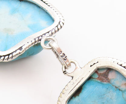925 Sterling Silver Vintage Necklace Amorphas Linked Turquoise  NE4537