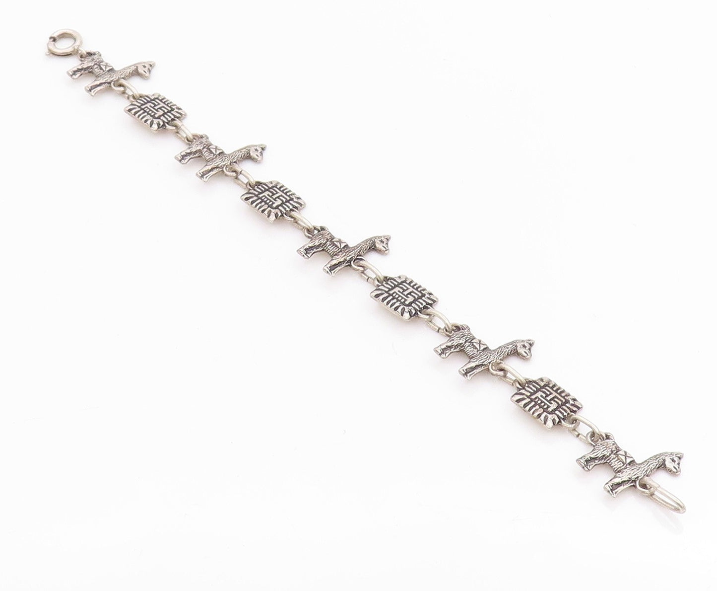 925 Sterling Silver Vintage Bracelet Antique Dark Tone Camel & Man Face  BT11309