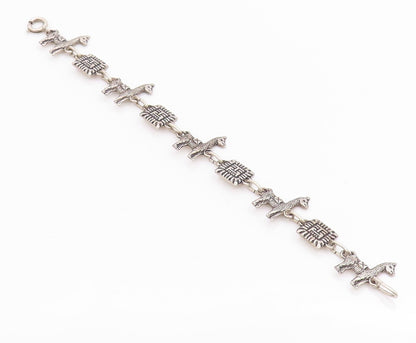 925 Sterling Silver Vintage Bracelet Antique Dark Tone Camel & Man Face  BT11309