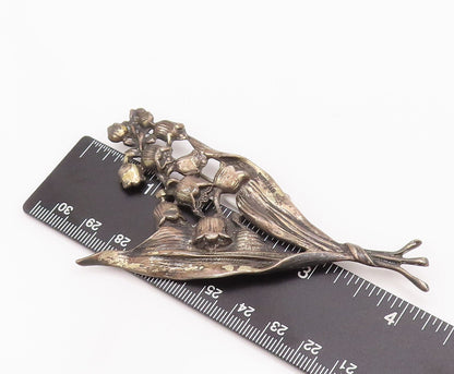 925 Sterling Silver Vintage Brooch Pin Antique Large Carved Bouquet  BP10830