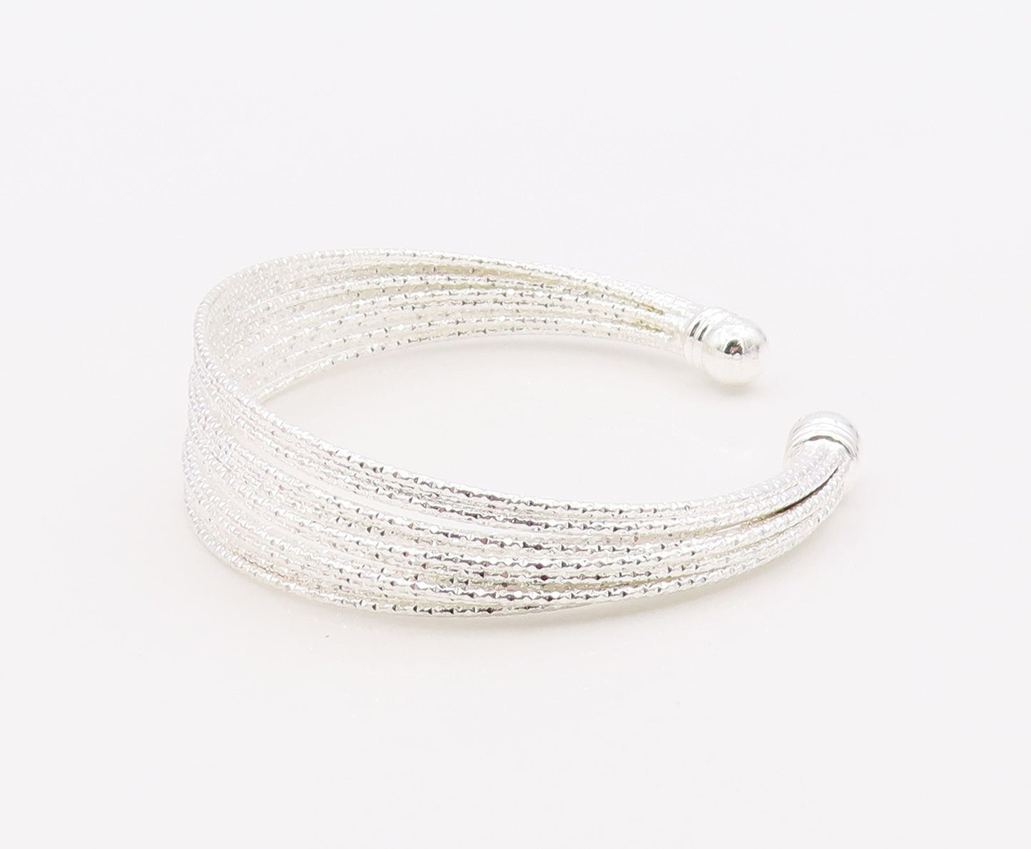 925 Sterling Silver Vintage Bracelet Minimalist Multi Strand Open Cuff  BT12135