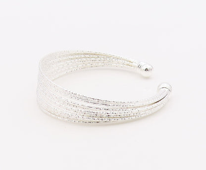 925 Sterling Silver Vintage Bracelet Minimalist Multi Strand Open Cuff  BT12135
