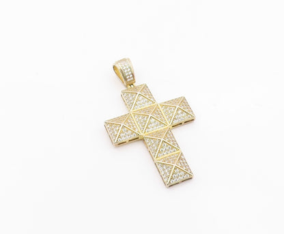 925 Sterling Silver  Vintage Cubic Zirconia Religious Cross Pendant  PT18899