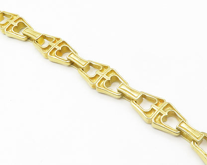 925 Sterling Silver  Vintage Shiny Gold Plated Heart Chain Bracelet  BT5366