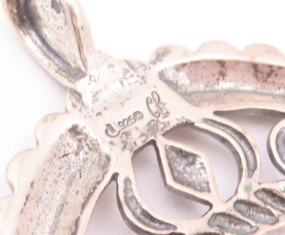 925 Sterling Silver Vintage Pendant CAROLYN POLLACK Carved C Shape Roped PT22796