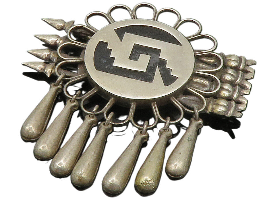 MEXICO 925 Silver  Vintage Cutout Design Floral Dangling Brooch Pin  BP4922
