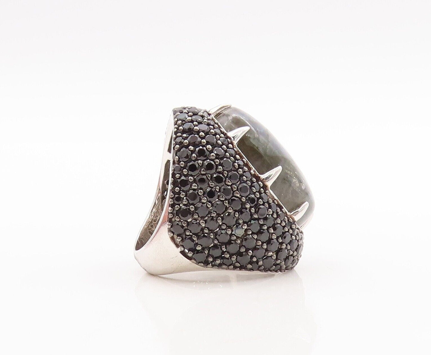925 Sterling Silver Vintage Ring Large Oval Alexandrite & Spinel  Sz 7  RG29560