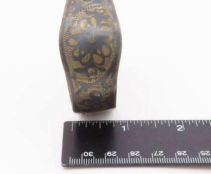 EAST EUROPE 925 Silver  Vintage Antique Etched Floral Bangle Bracelet  BT9576