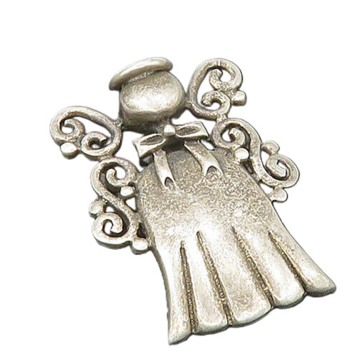 925 Sterling Silver  Vintage Angel With Halo Swirl Detail Brooch Pin  BP8590