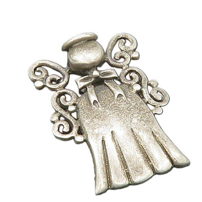 925 Sterling Silver  Vintage Angel With Halo Swirl Detail Brooch Pin  BP8590