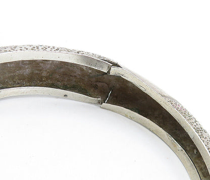 925 Sterling Silver  Vintage Antique Etched Detail Domed Cuff Bracelet  BT1760