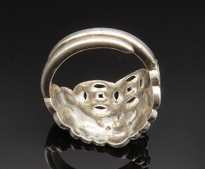 EUROPEAN 925 Silver Vintage Interlocking Circle Spiral Wrap Ring Sz 8 RG24954