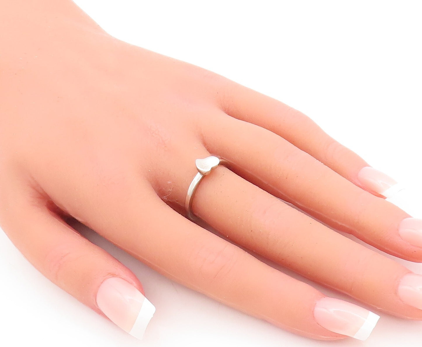 925 Sterling Silver Vintage Ring Minimalist Cutout Love Heart  Sz 7  RG29157