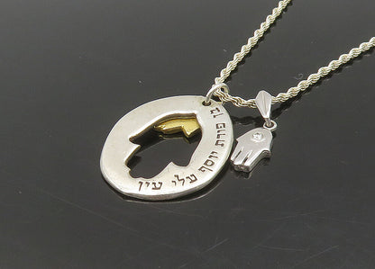 925 Sterling Silver  Vintage Hebrew Evil Eye Protection Chain Necklace  NE3684