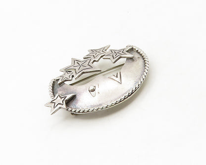 MEXICO 925 Sterling Silver  Vintage Crescent Moon & Stars Brooch Pin  BP6738