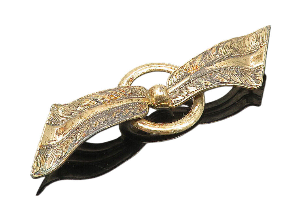 FORSTNER 925 Sterling Silver  Vintage Floral Etched Ribbon Brooch Pin  BP4297