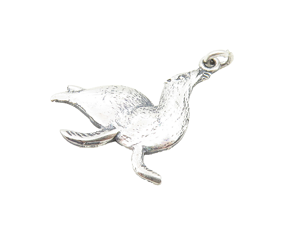 925 Sterling Silver  Vintage Petite Sea Lion Animal Motif Drop Pendant  PT7957