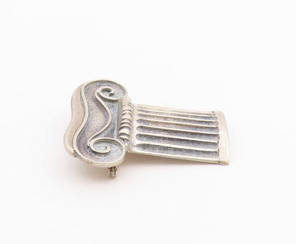 EUROPEAN 925 Sterling Silver  Vintage Ribbed Chef's Hat Brooch Pin  BP9455
