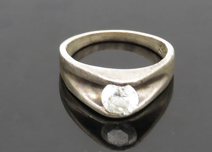 MEXICO 925 Silver  Vintage Cubic Zirconia Dome Solitaire Ring Sz 7  RG21022