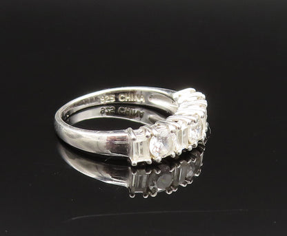 925 Silver  Vintage Multi Shape Cubic Zirconia Pattern Ring Sz 6.5  RG25636