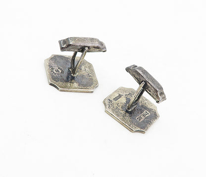 MEXICO 925 Sterling Silver Vintage Floral Detail Cuff Links  TR1335