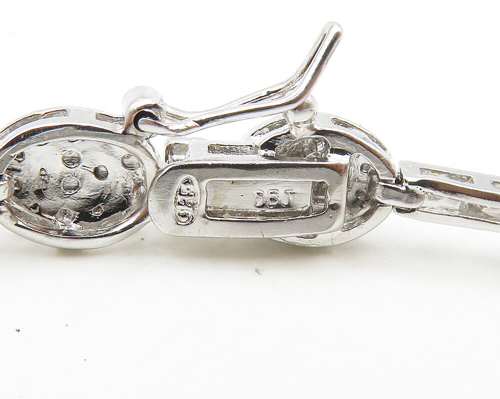 925 Sterling Silver  Genuine Diamonds Two Tone Bar Chain Bracelet  BT7358