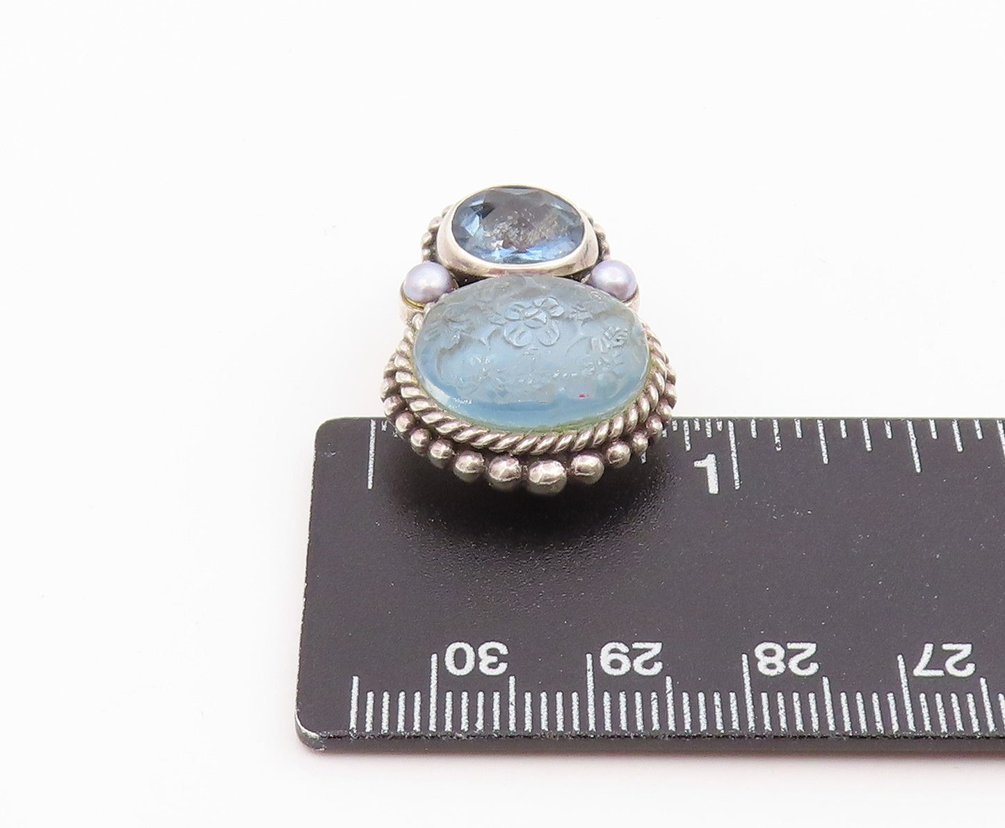 925 Sterling Silver Vintage Earrings STEPHEN DWECK Gemstone Clip On  EG14285
