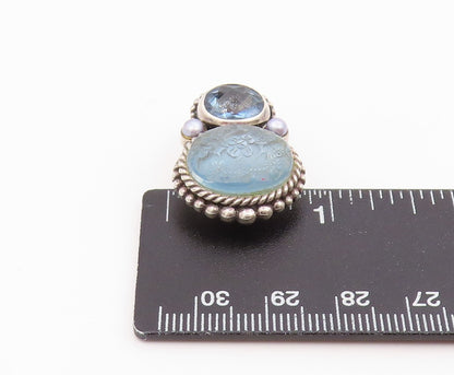 925 Sterling Silver Vintage Earrings STEPHEN DWECK Gemstone Clip On  EG14285