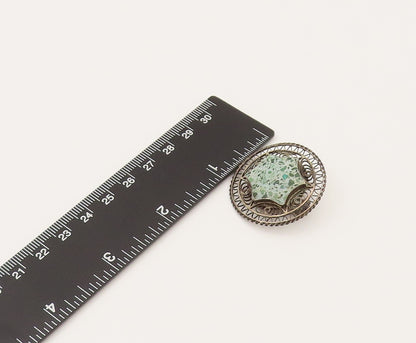 ISRAEL 925 Silver  Vintage Crushed Chrysocolla Star Wire Brooch Pin  BP10284