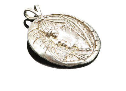 925 Sterling Silver  Vintage Shiny Gladiator Face Profile Pendant  PT7888