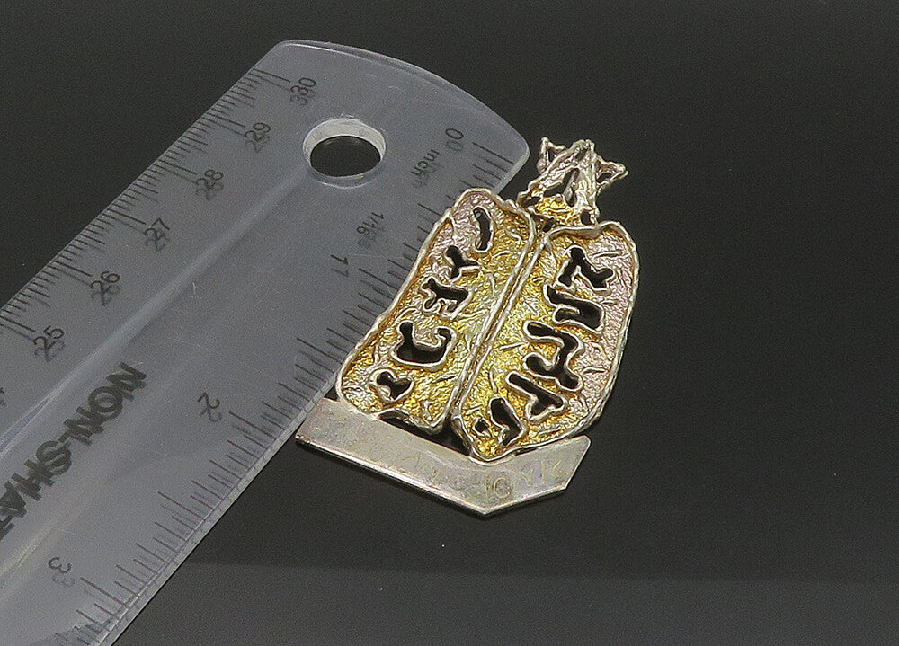 925 Sterling Silver Vintage 10 Commandments Cutout Religious Pendant PT18049