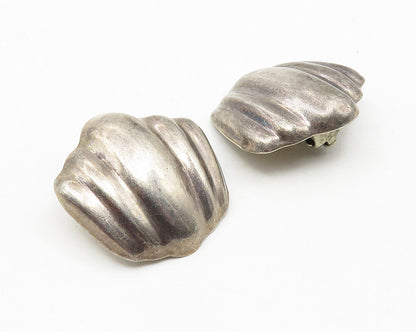 MEXICO 925 Silver  Vintage Dark Tone Hollow Fluted Non Pierce Earrings  EG5647