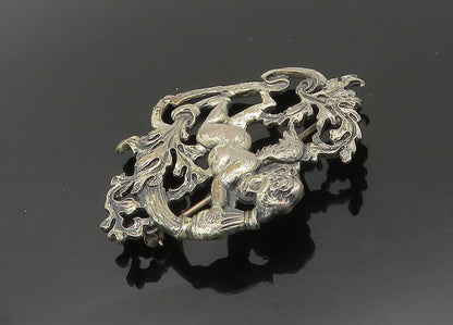 CINI 925 Sterling Silver  Vintage Antique Aquarius Zodiac Brooch Pin  BP8017