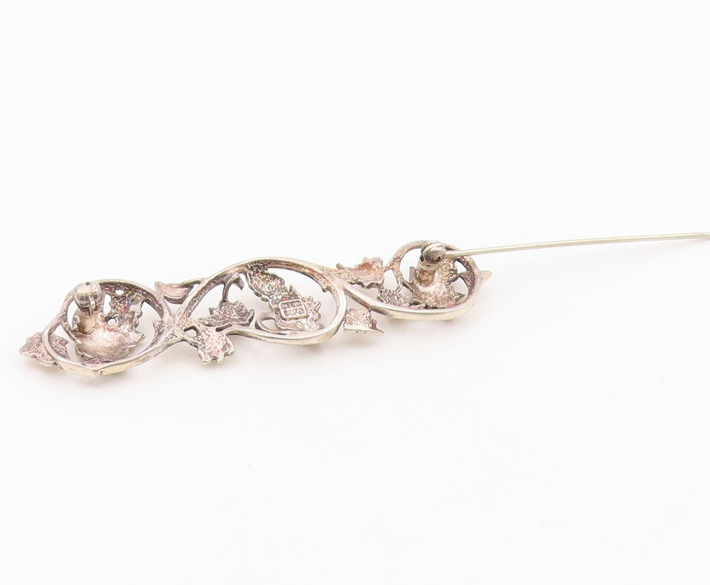 925 Sterling Silver Vintage Brooch Pin MFA Classic Grapevine & Leaf Bar  BP12563