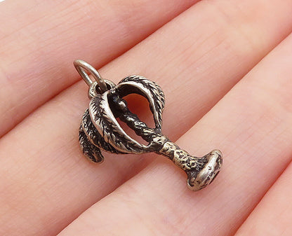 925 Sterling Silver  Vintage Petite Dark Tone Single Palm Tree Pendant  PT4947