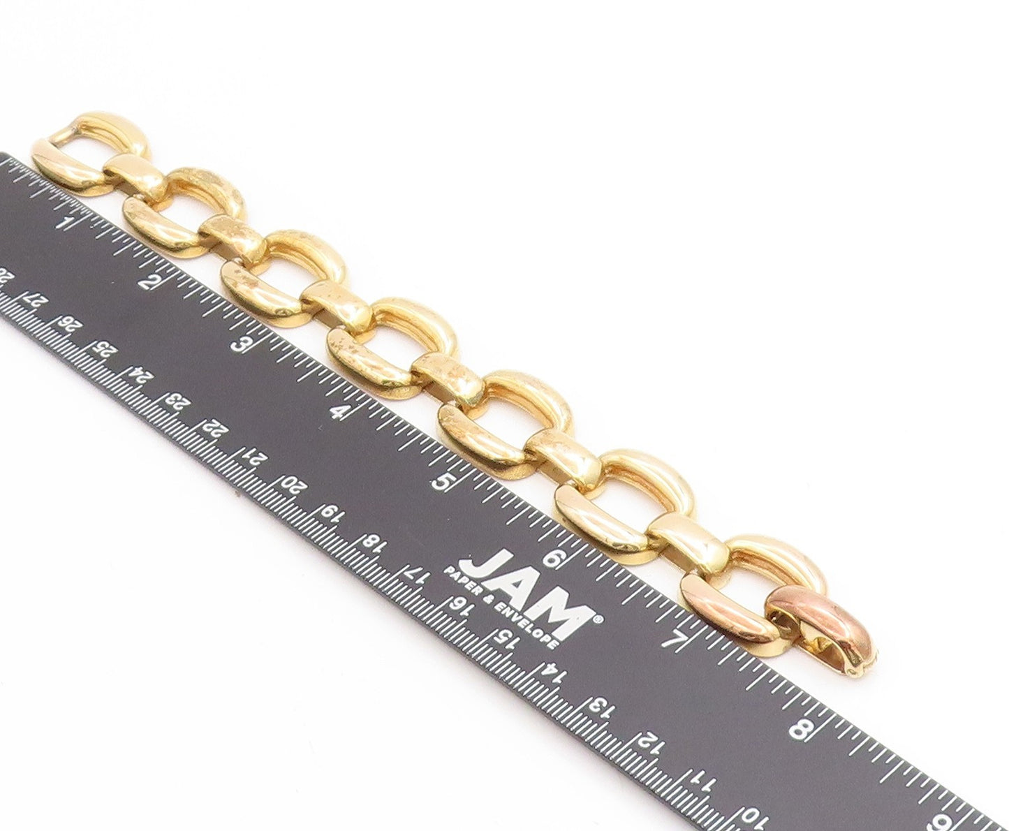 925 Sterling Silver Vintage Bracelet Gold Plated Interlocking Chain BT11735
