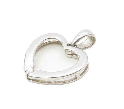 925 Sterling Silver  Petite Genuine Diamond Open Love Heart Pendant  PT12949