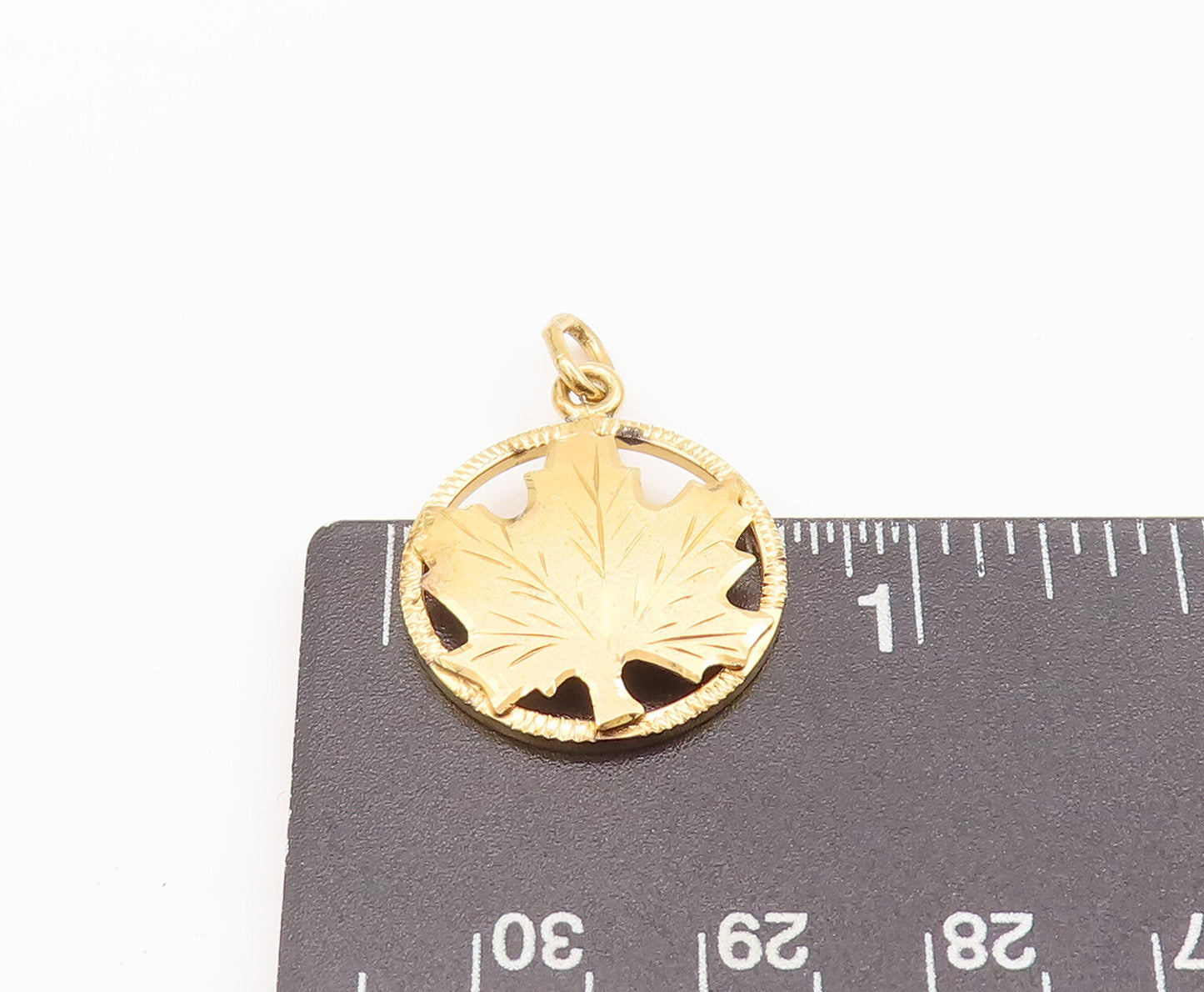 925 Sterling Silver Vintage Pendant Gold Plated Framed Cutout Maple Leaf PT22698
