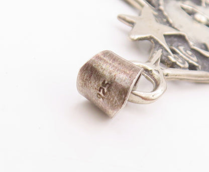 925 Sterling Silver Vintage Pendant Antique Cutout Moon Faced Star  PT24739
