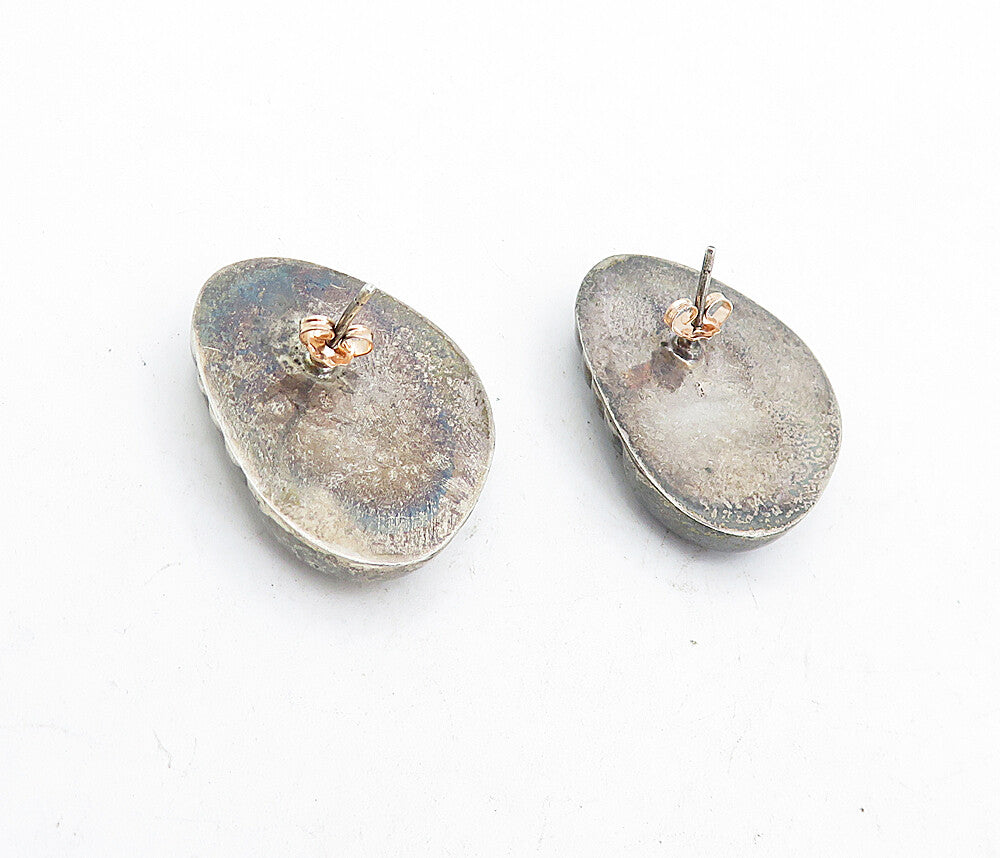 925 Sterling Silver  Vintage Dark Tone Fluted Detail Drop Earrings  EG2355