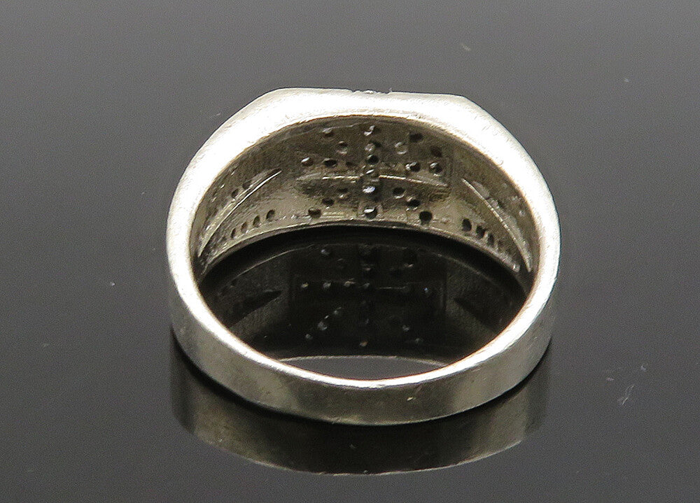 925 Sterling Silver  Vintage Cubic Zirconia Square Band Ring Sz 11.5  RG19975