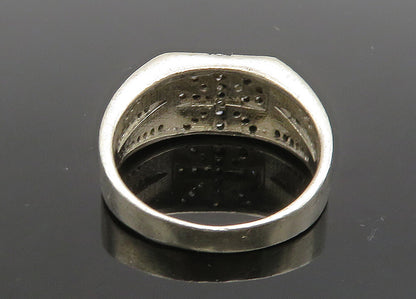 925 Sterling Silver  Vintage Cubic Zirconia Square Band Ring Sz 11.5  RG19975