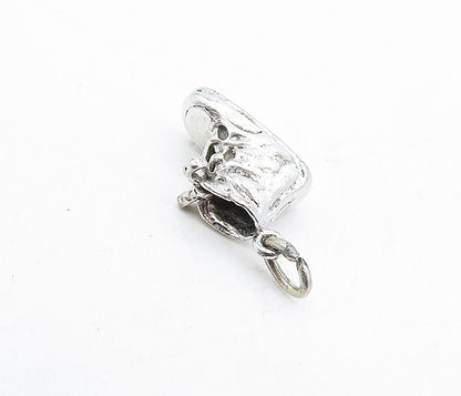 925 Sterling Silver  Vintage Petite Shiny Sculpted Shoe Motif Pendant  PT3508