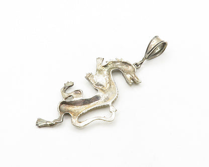 925 Sterling Silver  Vintage Shiny Diamond Cut Dragon Motif Pendant  PT15509