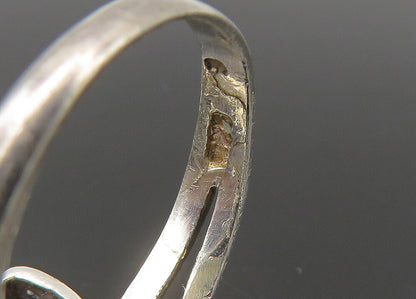 925 Sterling Silver  Vintage Topaz Love Hearts Bypass Band Ring Sz 6  RG22133