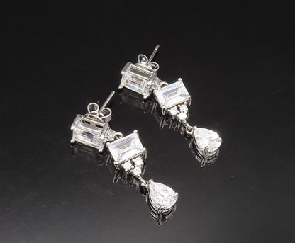 925 Silver  Vintage Dainty Multi Shape Cubic Zirconia Dangle Earrings  EG11740